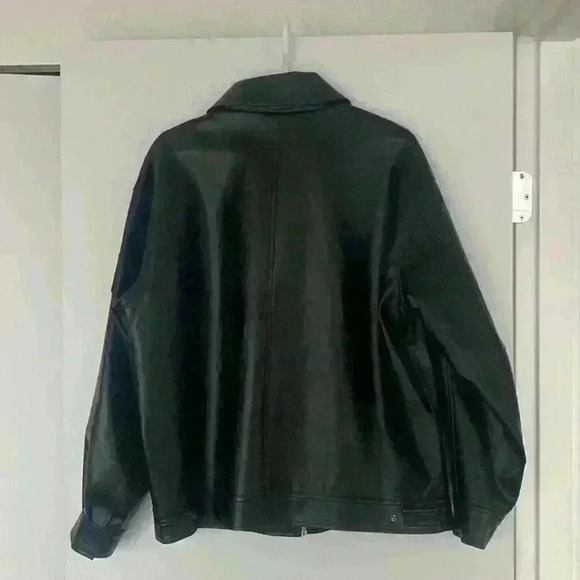 LifeWork Oversized Faux Leather Jacket Black, full length, size L. - Picture 4 of 10